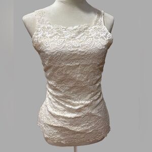 Soma Intimates Elegant Cream Lace Tank Top